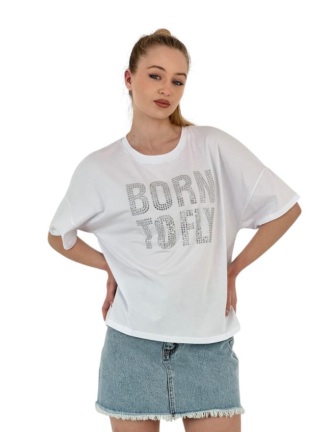 T-shirt Donna Stampata Orsacchiotto – Manica Corta Oversize – Cotone