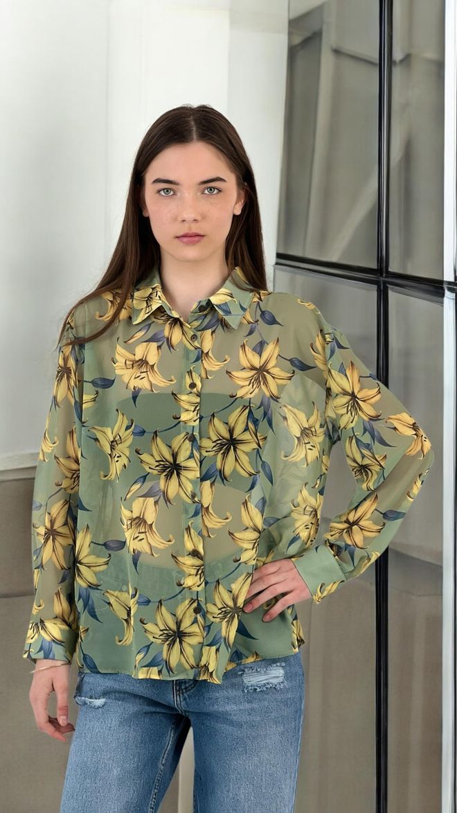 MISS POEM Прозрачна Риза С Цветен Принт Дрехи на едро Елегантен