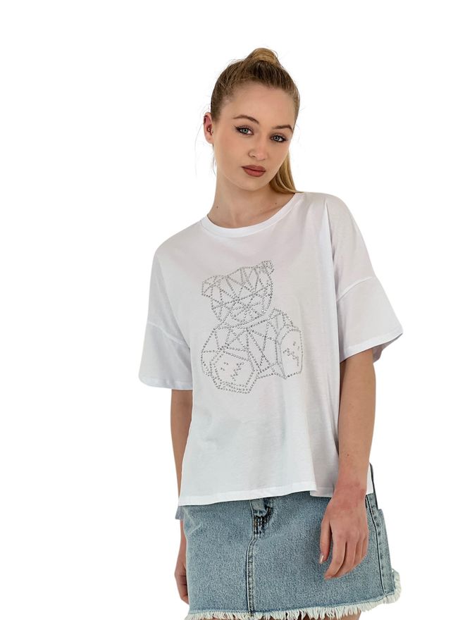MISS POEM Losvallend Zwart T shirt Met Teddybeerprint En Korte Mouwen Groothandel Kleding Casual