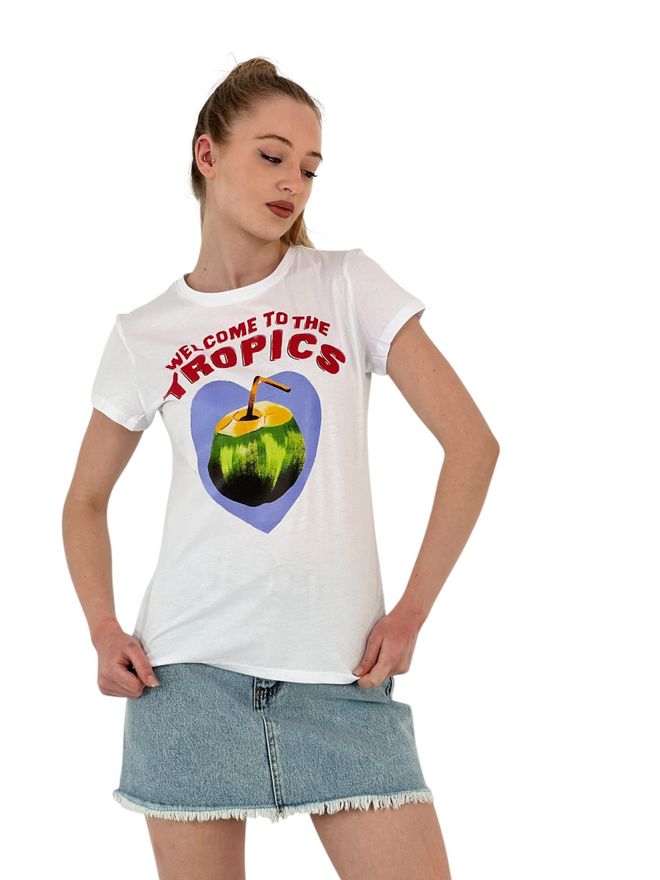 MISS POEM T shirt Nera Estiva A Manica Corta Con Stampa Di Frutta Abbigliamento all'ingrosso Casuale
