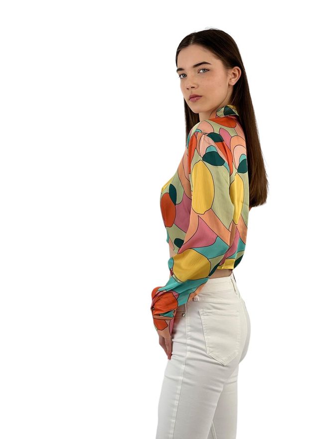 MISS POEM Geometric Pattern Crop Shirt Wholesale Clothing Dating