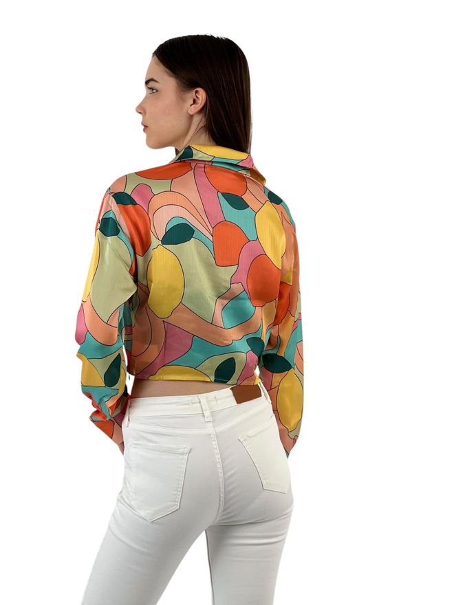 MISS POEM Geometric Pattern Crop Shirt Wholesale Clothing Fall