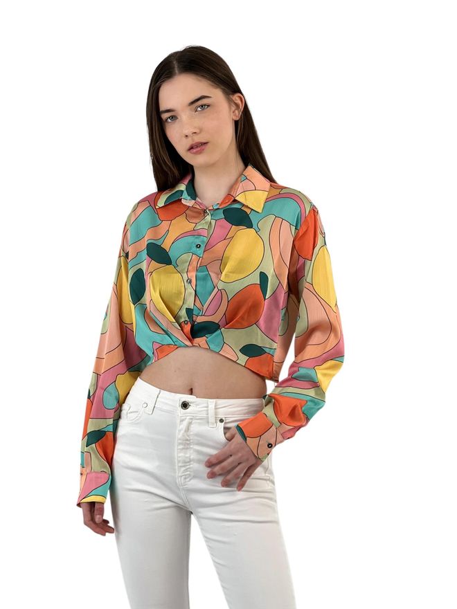 MISS POEM Geometric Pattern Crop Shirt Wholesale Clothing Birthday