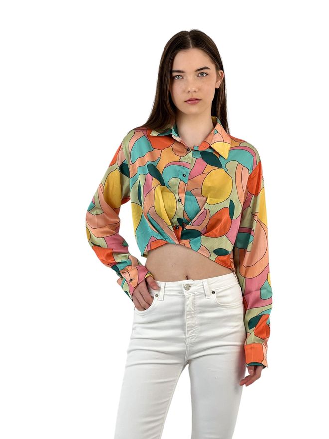 MISS POEM Geometric Pattern Crop Shirt Wholesale Clothing 8