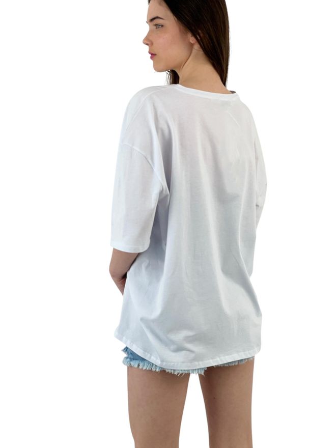 MISS POEM Every Moment” Lip Printed White Oversize T Shirt Wholesale Clothing Spring