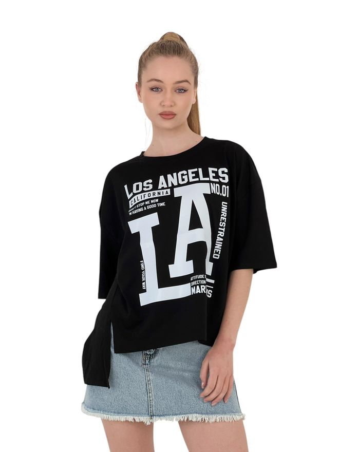 MISS POEM Camiseta Estampada La — Blanco Y Negro Ropa al por mayor Casual