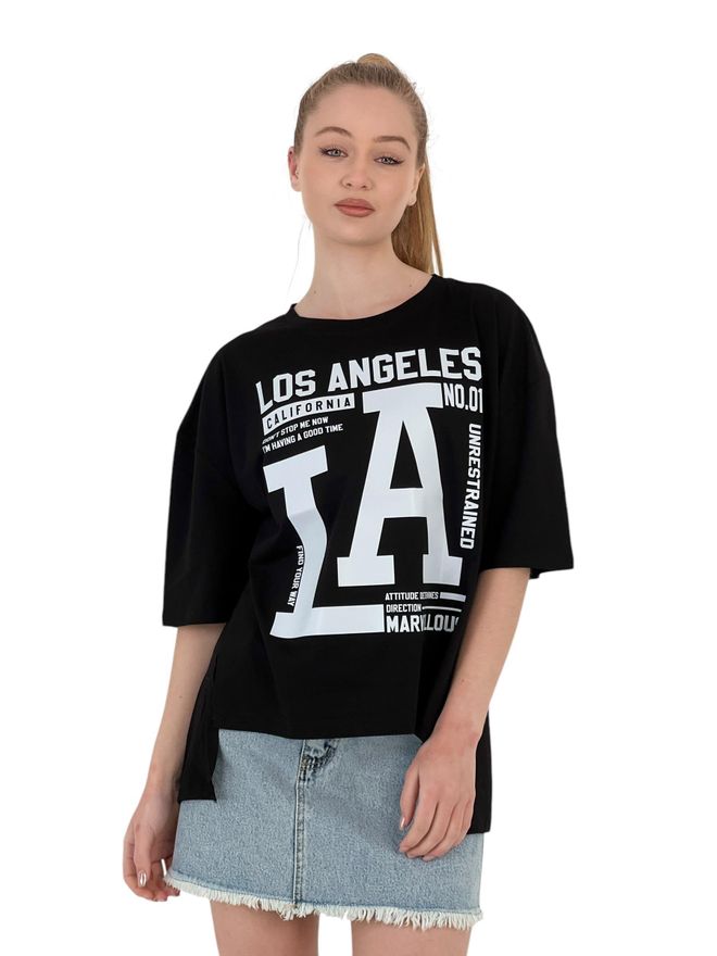 MISS POEM La Printed T Shirt — Black & White Wholesale Clothing 5