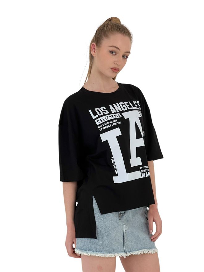 MISS POEM La Printed T Shirt — Black & White Wholesale Clothing 4