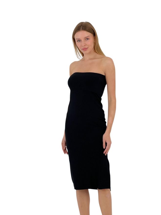 MISS POEM Strukturiertes Trägerloses Midikleid Vier Farboptionen Großhandelskleidung Elegant