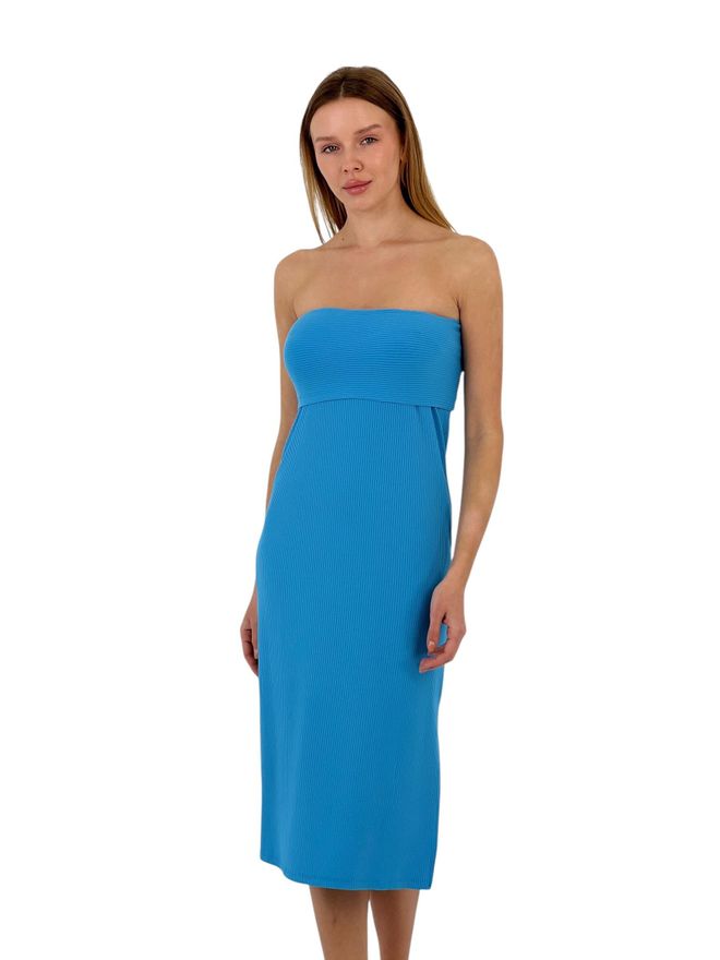 MISS POEM Strukturiertes Trägerloses Midikleid Vier Farboptionen Großhandelskleidung Elegant