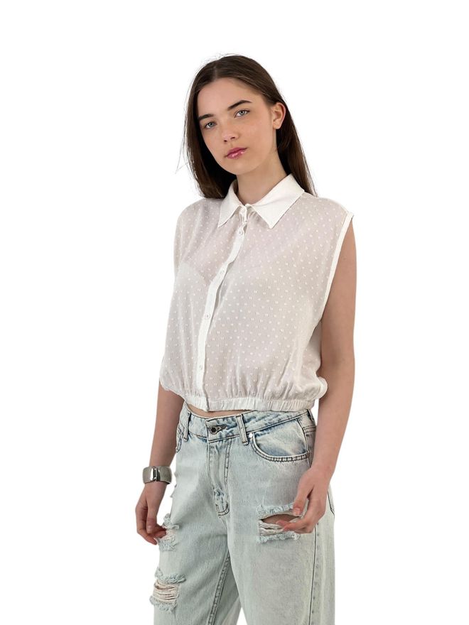 MISS POEM Chemise Texturée Sans Manches Summer Chic Vêtements en gros Décontracté