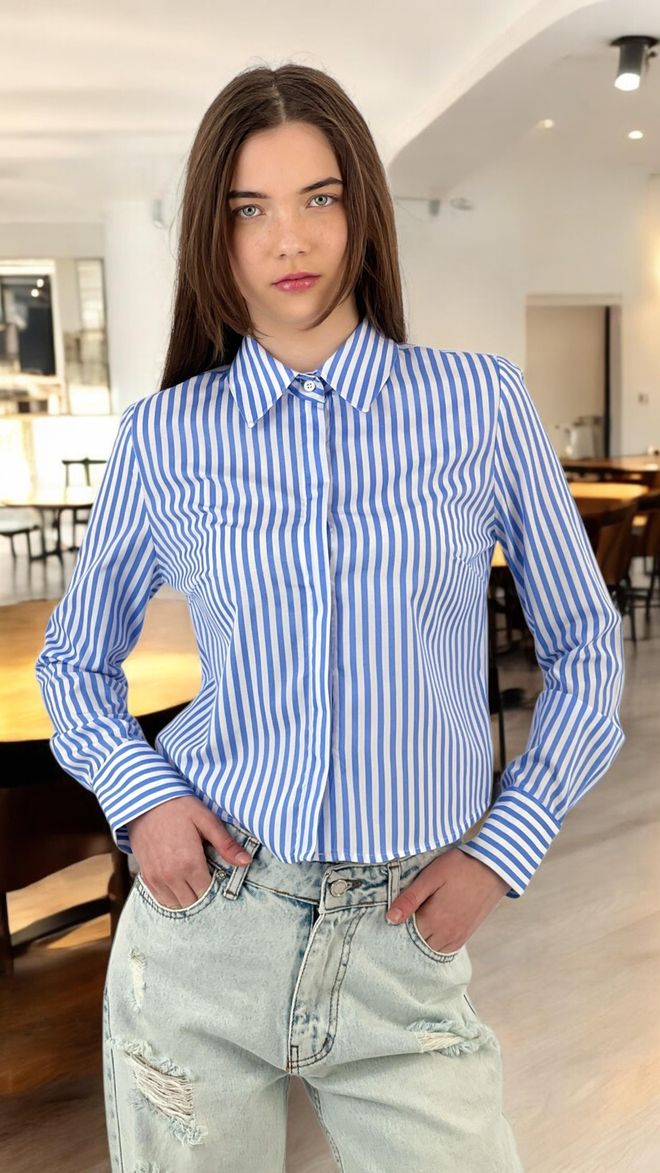 MISS POEM Chemise Rayée À Manches Longues Vêtements en gros Décontracté