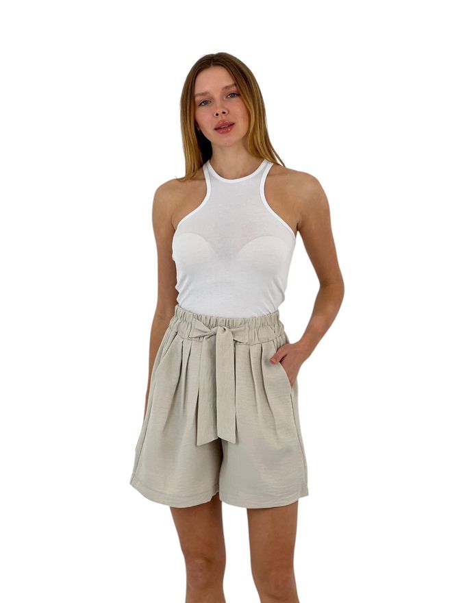 MISS POEM Belted High Waist Shorts Wholesale Clothing No Fabric