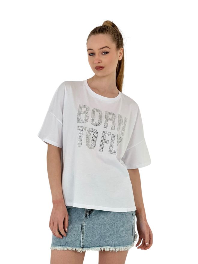 MISS POEM T shirt Blanc D'été À Manches Courtes Imprimé Born Vêtements en gros Décontracté