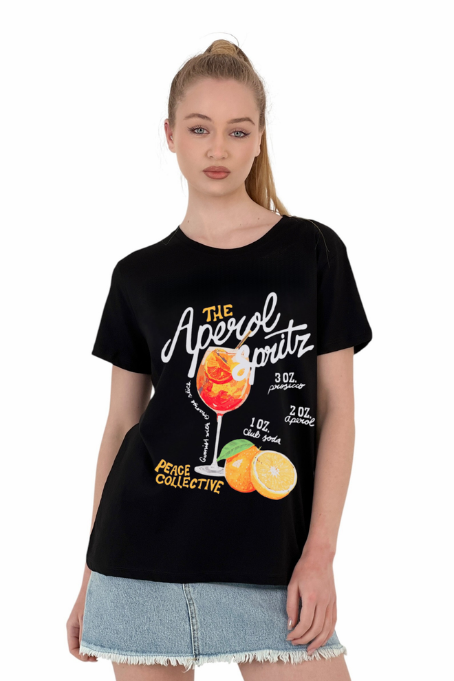MISS POEM Camiseta Estampada Spritz — Blanco Y Negro Ropa al por mayor Casual