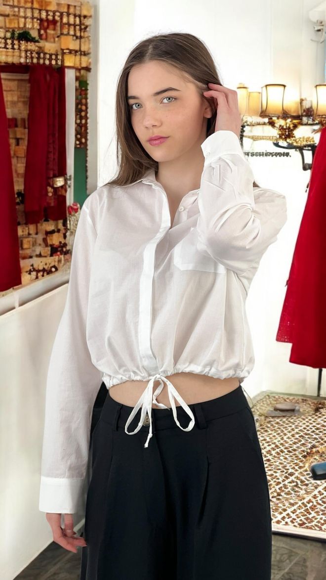 MISS POEM Volánové Detailné Šnurovacie Tričko Štyri Farebné Možnosti Veľkoobchod s oblečením Neformálny