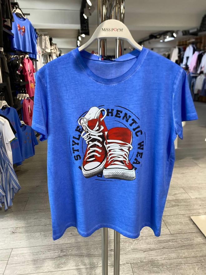 MISS POEM 15509 y42 Washable Aging T shırt Shoes Printing Wholesale Clothing Casual