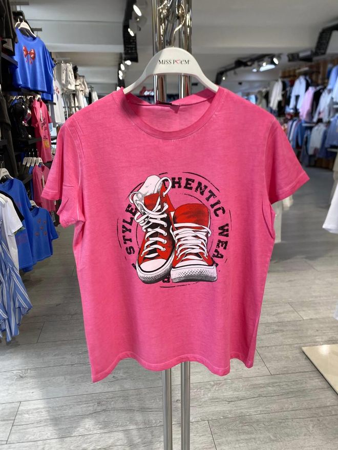 MISS POEM 15509 y42 Washable Aging T shırt Shoes Printing Wholesale Clothing Casual
