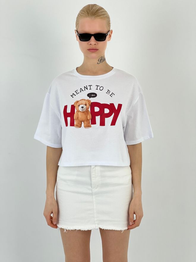 MISS POEM T shirt Happy Teddy Bear Printed Abbigliamento all'ingrosso Casuale