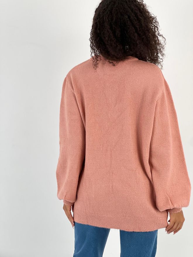 MISS POEM Pink Oversized Fit Sweater With Round Neck Wholesale Clothing Spring
