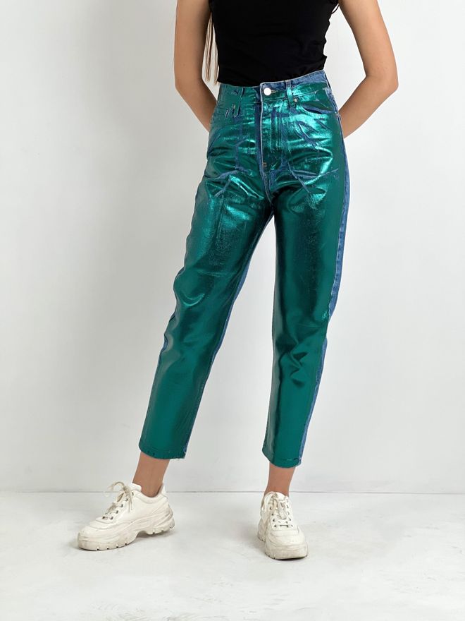 MISS POEM Blue Mom Pants High Waist Cropped Straight Leg Wholesale Clothing Casual