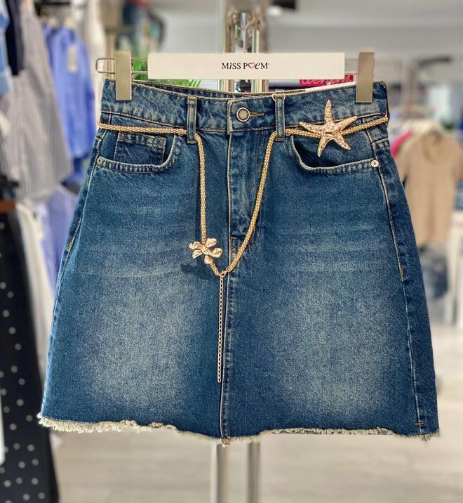 MISS POEM Μπλε Casual A Line Μίνι Φούστα Με Κουμπιά Χονδρικό εμπόριο ενδυμάτων Casual