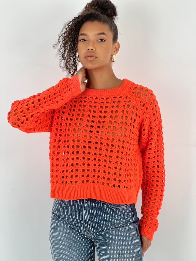 MISS POEM Orange Casual Streetwear Cute Sweater Wholesale Clothing Casual