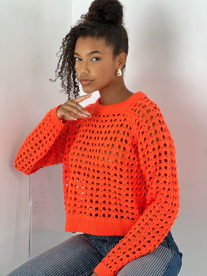 MISS POEM Orange Casual Streetwear Cute Sweater Wholesale Clothing Spring