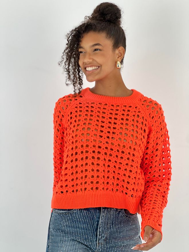 MISS POEM Orange Casual Streetwear Cute Sweater Wholesale Clothing 1