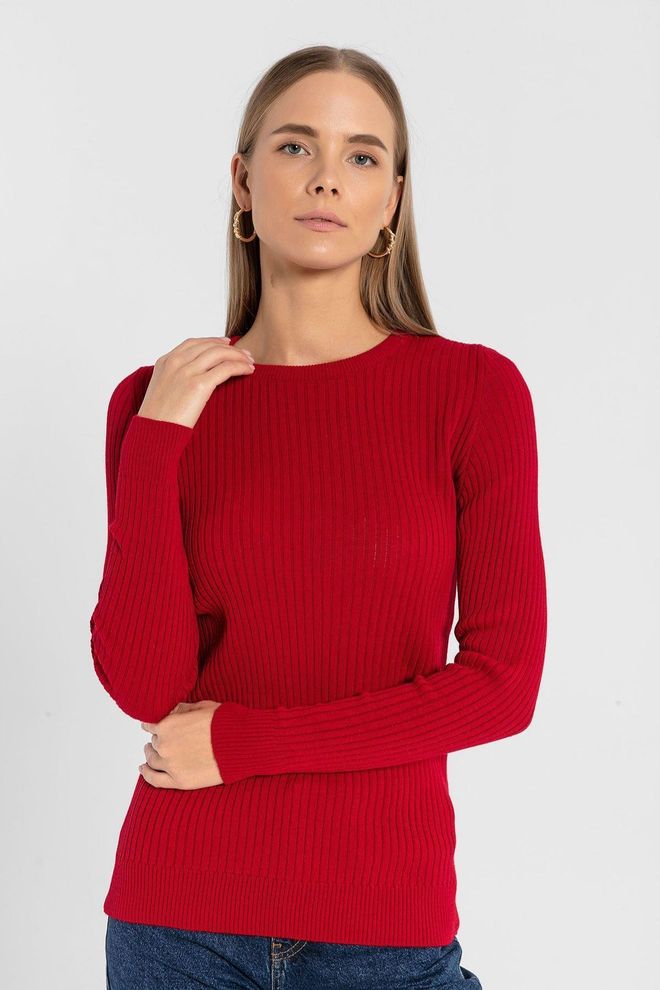 MISS POEM Red Striped Casual Elegant Sweater Wholesale Clothing Casual