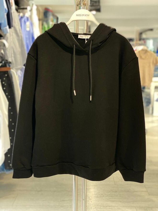 MISS POEM Schwarz Sweatshirt Lässig Streetwear Mit Kapuze Großhandelskleidung Lässig