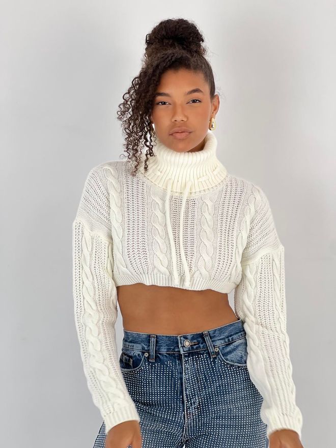 MISS POEM Crop Top Ασπρο Casual Sexy Streetwear Boho Χονδρικό εμπόριο ενδυμάτων Casual