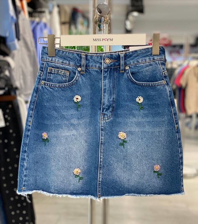 MISS POEM Gonna Mini Blu A Line Con Chiusura Abbottonata Abbigliamento all'ingrosso Casuale