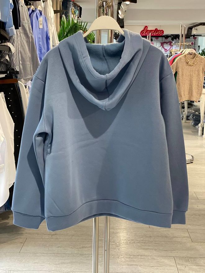 MISS POEM Niebieski Bluza Z Kapturem Casual Odzież Uliczna Sportowy Hurtowa sprzedaż odzieży 1