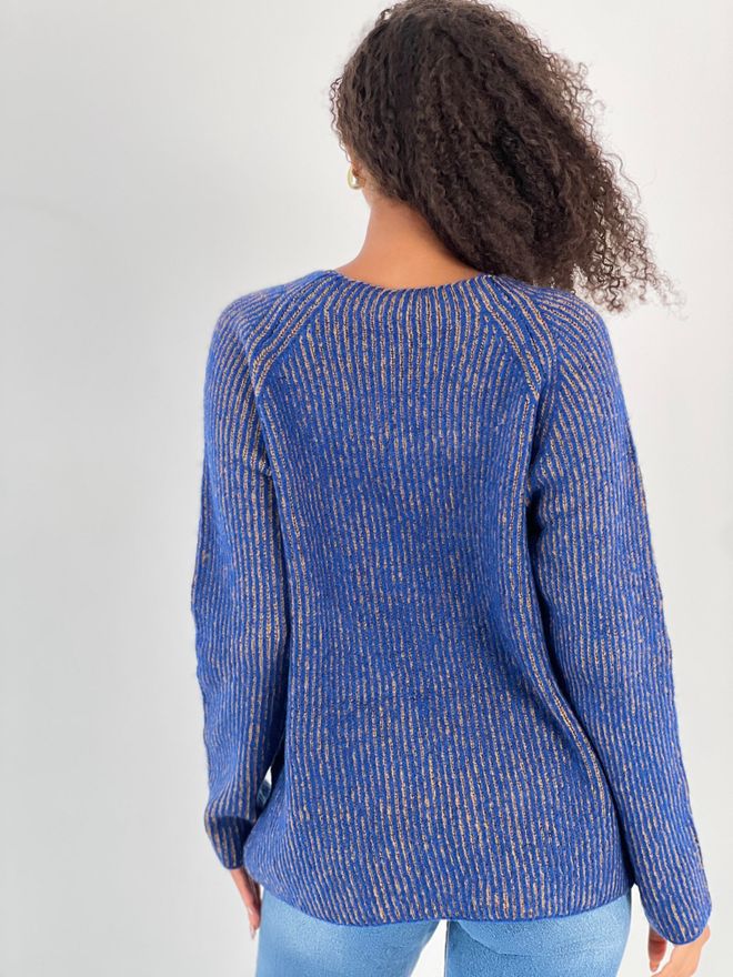 MISS POEM Blue Striped Raglan Sleeve Sweater Wholesale Clothing Spring