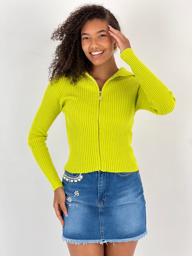 MISS POEM Gilet Vert Slim Fit À Capuche Avec Fermeture Éclair Vêtements en gros Modeste