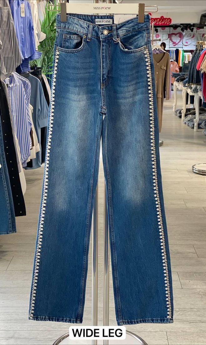MISS POEM Blue Casual Vintage Retro Mom Jeans Wholesale Clothing Casual