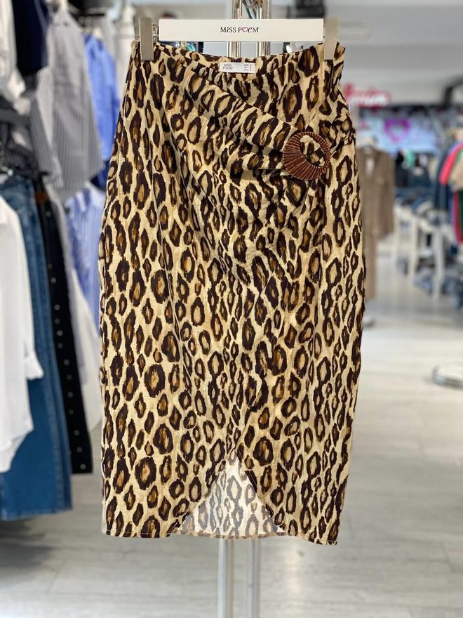 MISS POEM Gonna Midi Casual Sexy Marrone A Portafoglio Vita Alta Abbigliamento all'ingrosso Casuale