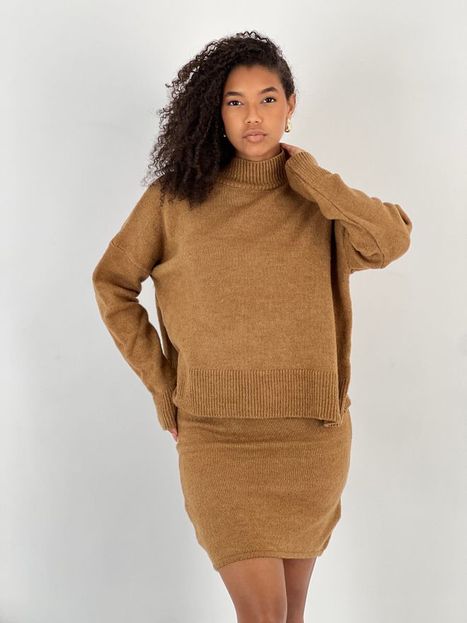 MISS POEM Set Marrone Elegante Casual Abbigliamento all'ingrosso Modesto