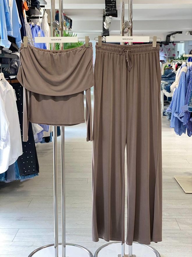 MISS POEM Set Beige Casual Sexy Per Lavoro E Festa Abbigliamento all'ingrosso Casuale