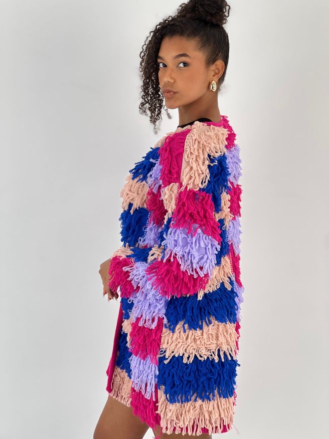 MISS POEM Pink Patchwork Casual Cardigan Wholesale Clothing Lounge