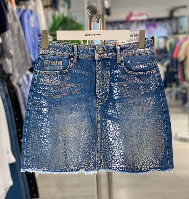 MISS POEM Μπλε Μίνι Φούστα A line Με Animal Print Χονδρικό εμπόριο ενδυμάτων Casual
