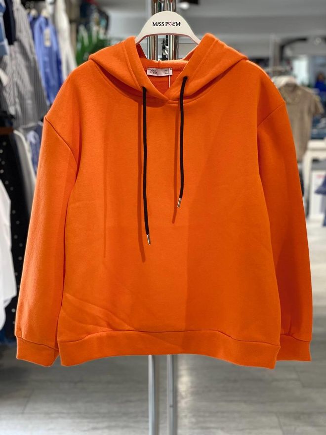 MISS POEM Felpa Arancione Con Collo Con Cappuccio E Vestibilità Oversize Abbigliamento all'ingrosso Casuale