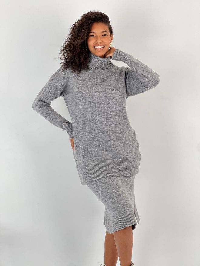 MISS POEM Set Grigio Elegante Casual Abbigliamento all'ingrosso Modesto