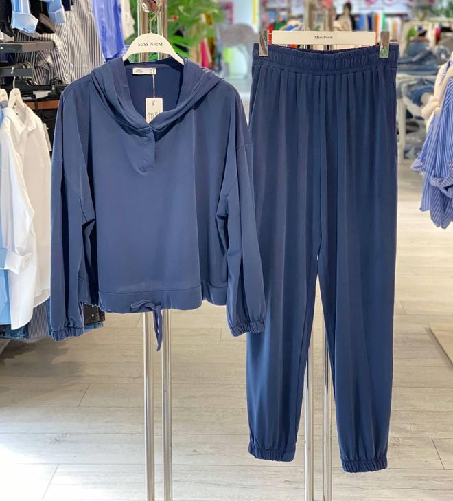 MISS POEM Set Blu Navy Casuale Sportivo Modesto Abbigliamento all'ingrosso Modesto