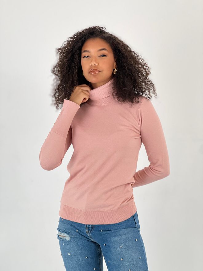 MISS POEM Pink Sweater With Turtle Neck And Slim Fit Wholesale Clothing Casual