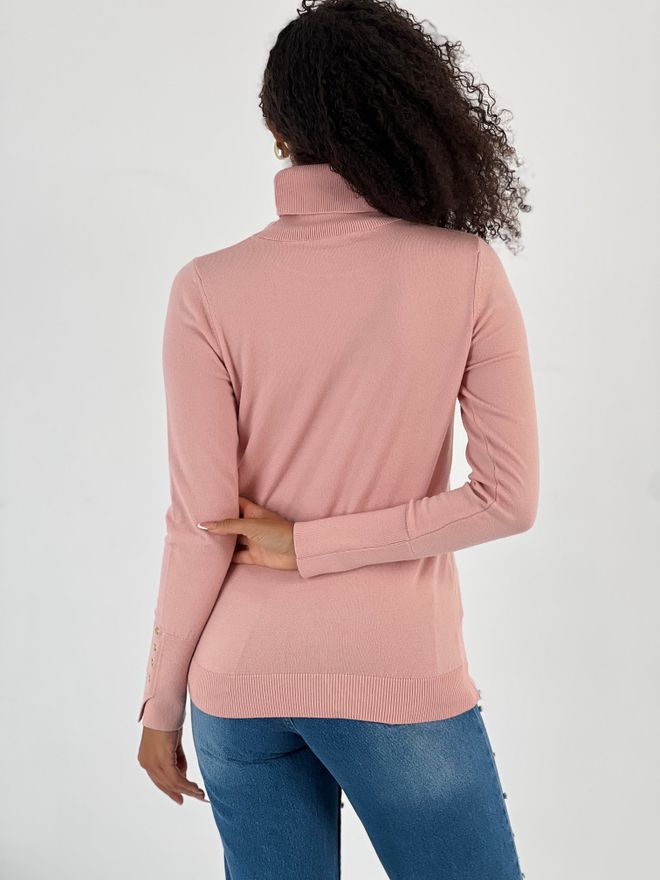 MISS POEM Pink Sweater With Turtle Neck And Slim Fit Wholesale Clothing Lounge