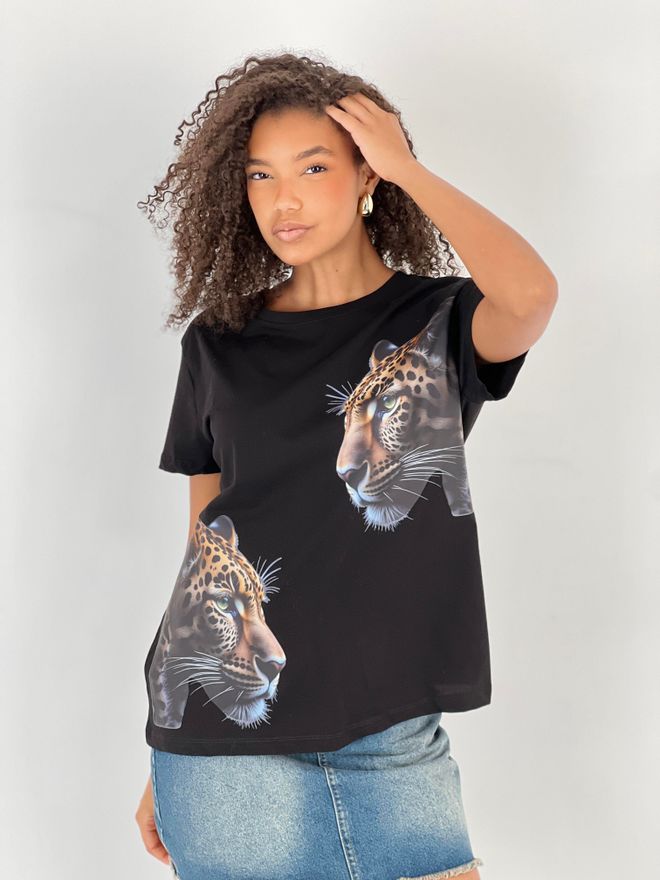 MISS POEM Camiseta Negra Casual Con Estampado Animal Ropa al por mayor Casual