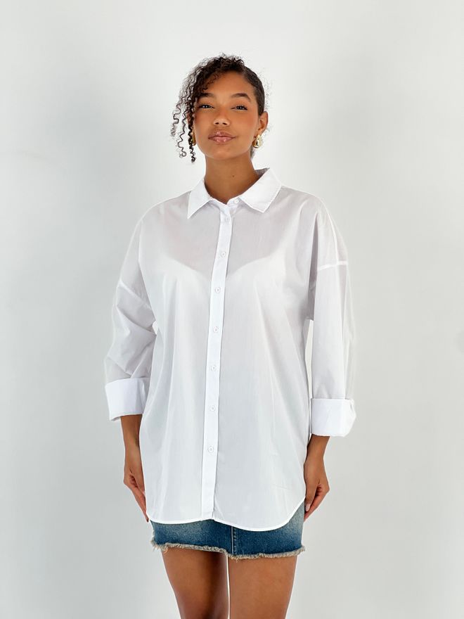 MISS POEM White Casual Oversized Shirt With Animal Print Wholesale Clothing 1