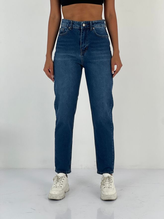 MISS POEM Vaqueros Mamá Azules Con Cintura Alta Y Pierna Recta Ropa al por mayor Casual